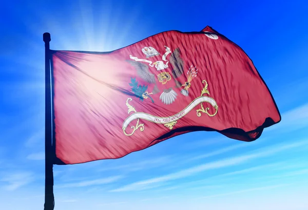 141st Field Artillery Regimental colors waving on the wind — Stock Photo, Image