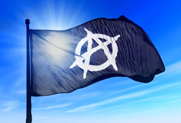 Anarchy flag waving on the wind — Stock Photo, Image