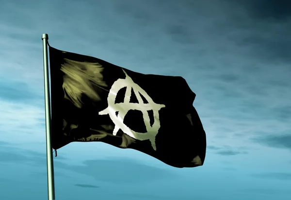 Anarchy flag waving on the wind — Stock Photo, Image