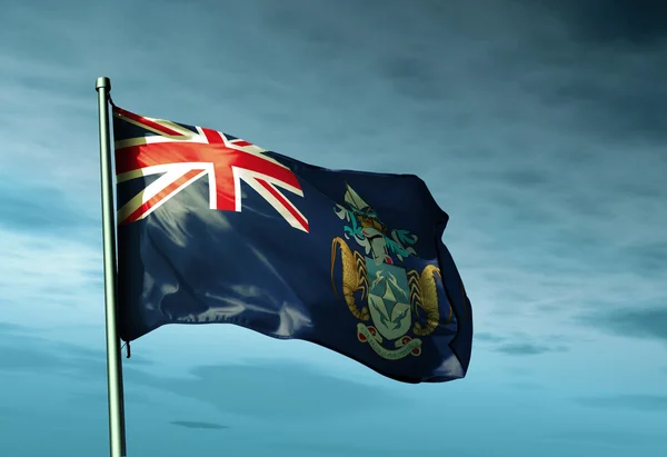 Tristan da Cunha bayrağı rüzgarda dalgalanıyor — Stok fotoğraf
