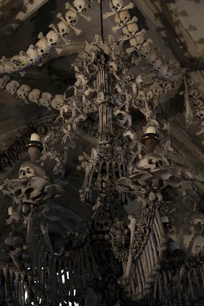 Skulls and bones in the bone chapel in Kutna Hora