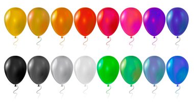 Renkli parlak balonlar. Balonların her biri kolay düzenleme için ayrı ayrı gruplandırılır..