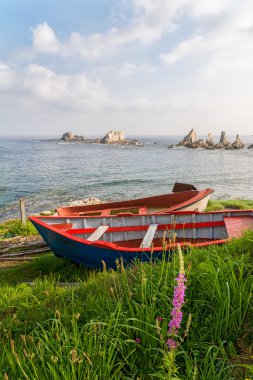 Deniz güzel manzara Asturias kıyılarında, İspanya 