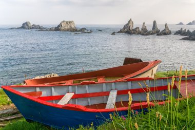 Deniz güzel manzara Asturias kıyılarında, İspanya 