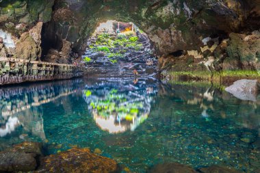Güzel mağarada Jameos del Agua, Lanzarote, Kanarya Adaları, İspanya