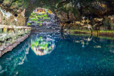 Güzel mağarada Jameos del Agua, Lanzarote, Kanarya Adaları, İspanya