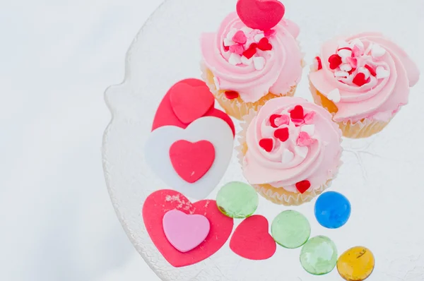 バレンタインデーのおいしいカップケーキ — ストック写真