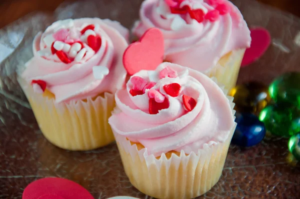 Вкусные кексы на День Святого Валентина Стоковое Изображение