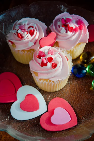 Вкусные кексы на День Святого Валентина Лицензионные Стоковые Фото
