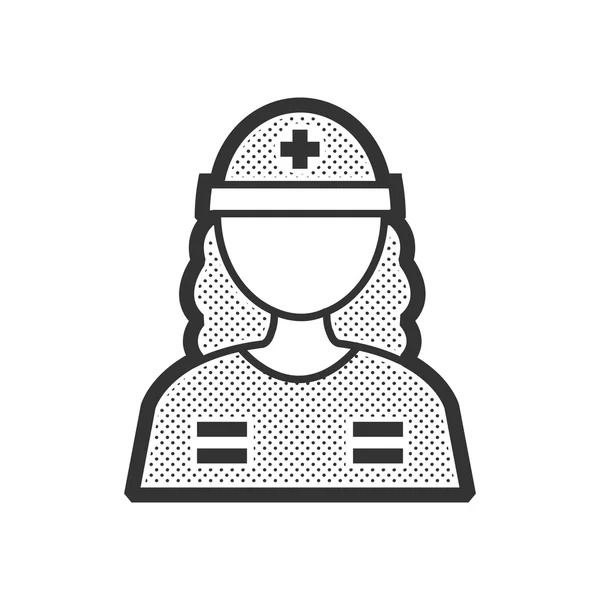 Räddningsarbetare, medicinsk avatar, Kvinna ikon — Stock vektor