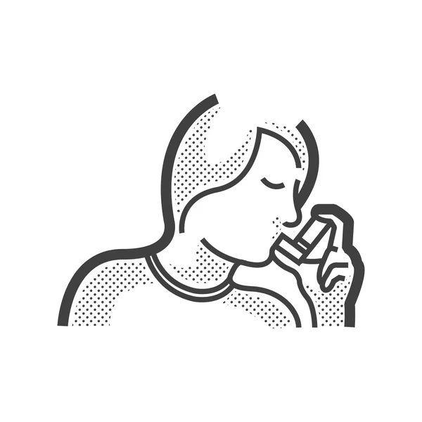 Kno, met behulp van het pictogram van de inhalator astma — Stockvector