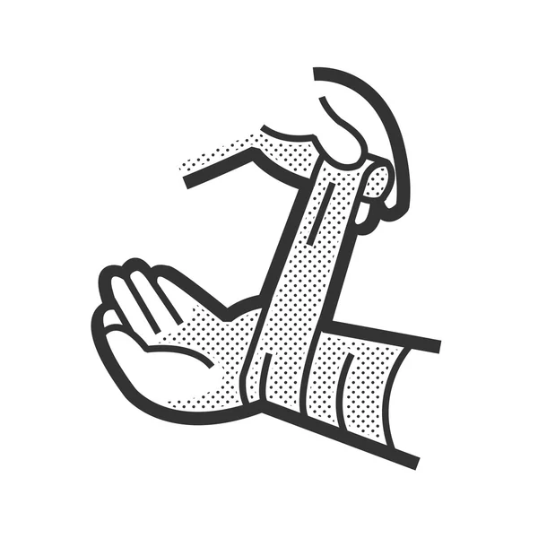 Icono del paciente médico, mano lesionada — Vector de stock
