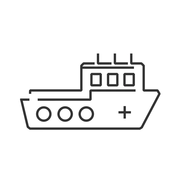 Línea icono ambulancia, icono de la nave de ayuda — Vector de stock