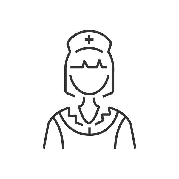 Linje-ikonen sjuksköterska ikon, gamla kläder stil — Stock vektor