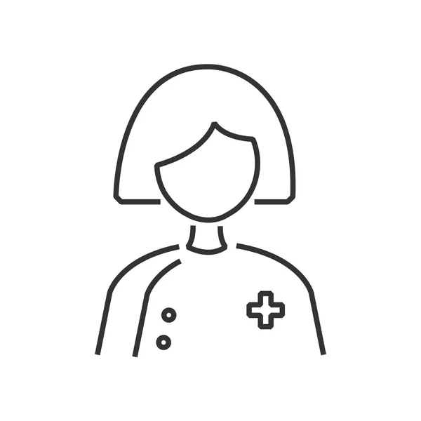 Linje-ikonen kvinna läkare avatar — Stock vektor
