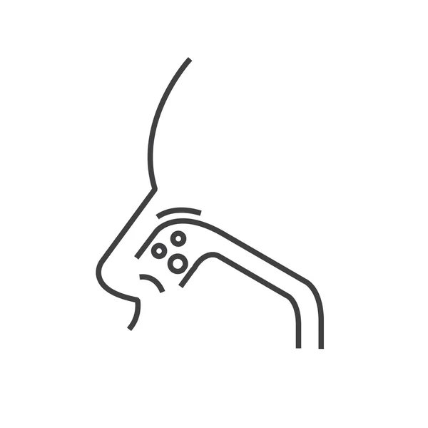 Línea icono Cáncer de nariz icono — Vector de stock