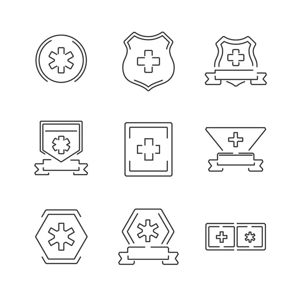 Ícones de linha Medical Ambulance ícones de conjunto de etiquetas —  Vetores de Stock