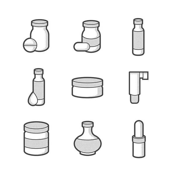 Medical Pharmacist, bottles Icons — Stock Vector