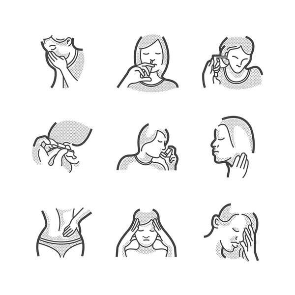 Set of Icons Medical Doctors Otolaryngology, sick — Stock Illustration Set of Icons Medical Doctors Otolaryngology, sick Vector Graphics