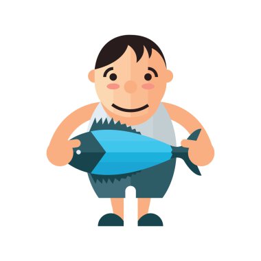 adam ve mavi balık vektör