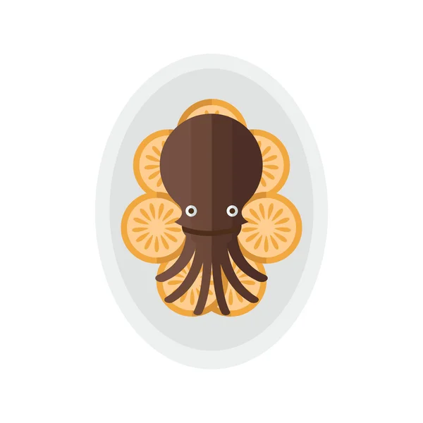Insalata di calamari Cartone animato marrone — Vettoriale Stock