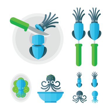 mavi mürekkep balığı yemek Infographic 