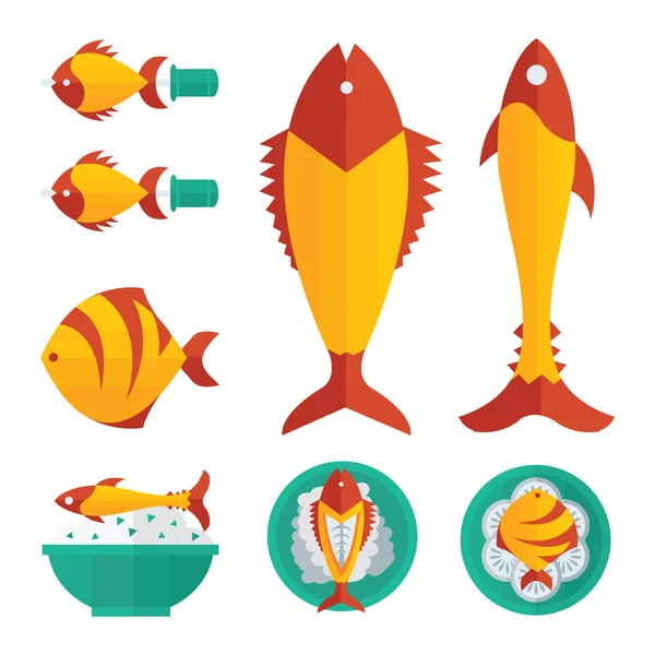 Orange fisk mat och sallad infographic — Stock vektor