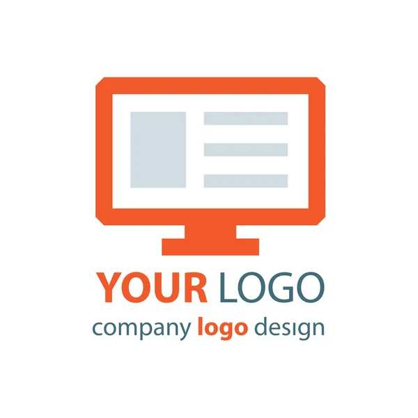 Design de vetor laranja logotipo do computador —  Vetores de Stock