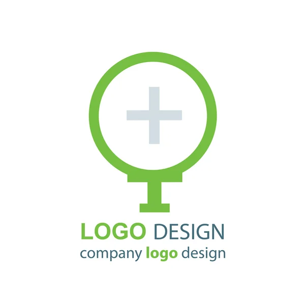 Magnifying glass logo green — Stock Vector