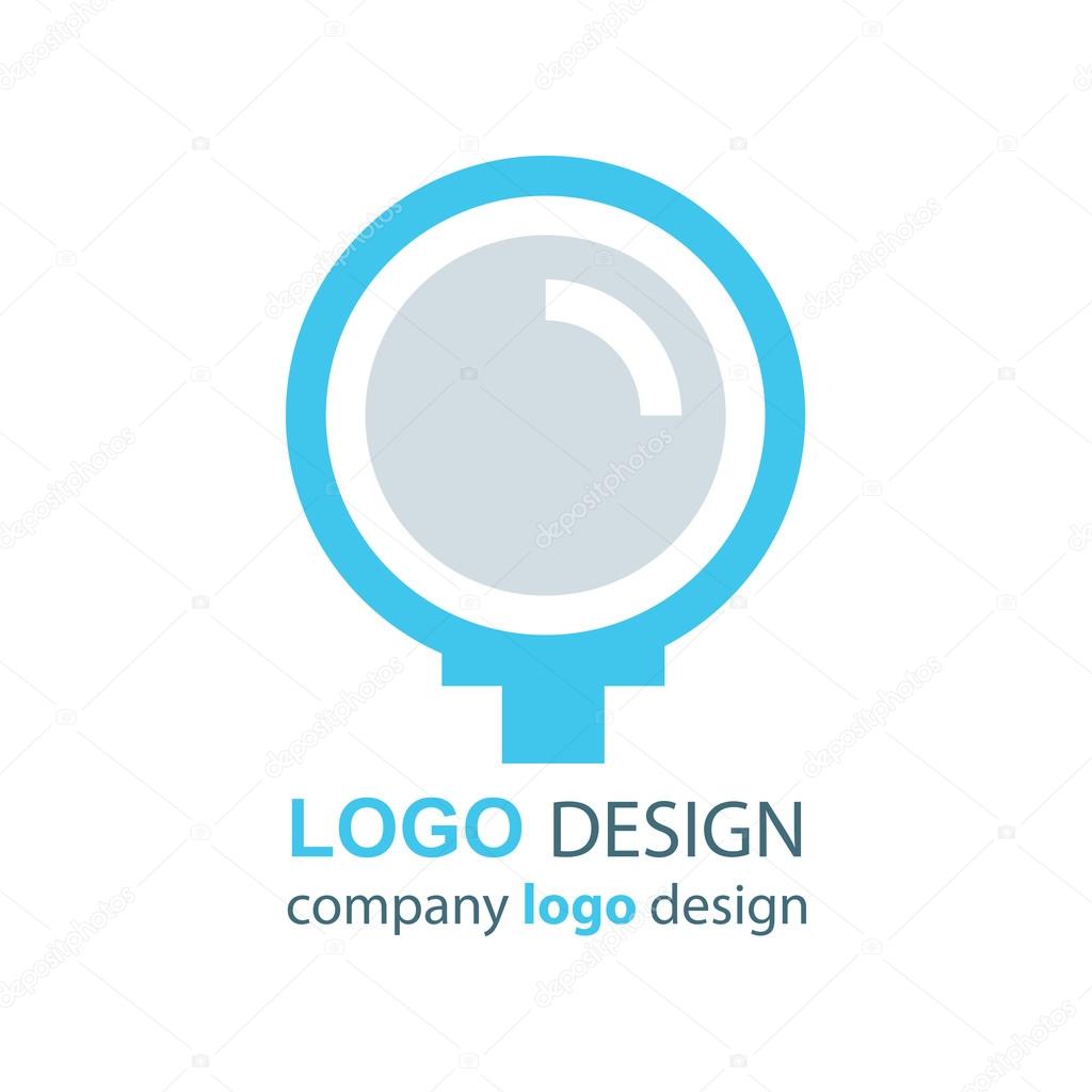 Magnifying glass logo vector blue