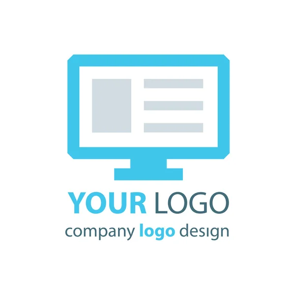 Логотип комп'ютера синій логотип — стоковий вектор
