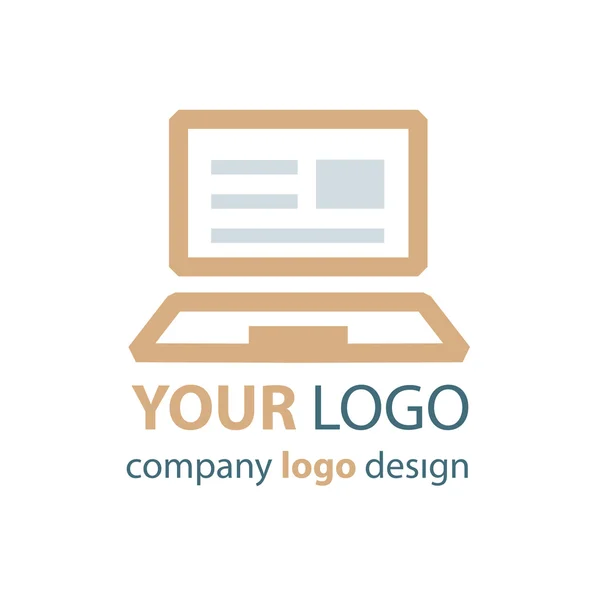 Logo del computer portatile disegno vettoriale marrone — Vettoriale Stock
