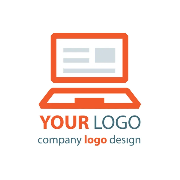 Logo d'ordinateur portable design vectoriel orange — Image vectorielle