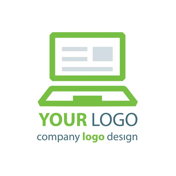 笔记本电脑 logo 绿色标志 — 图库矢量图片