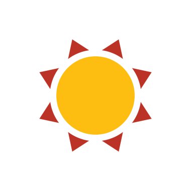 Güneş simge vektör sarı ve kırmızı renk