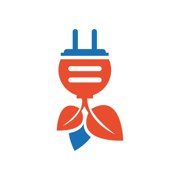 Plugg och leaf ikon design blå och orange — Stock vektor