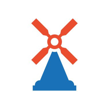 Rüzgar Türbini simgesi tasarım mavi ve turuncu 