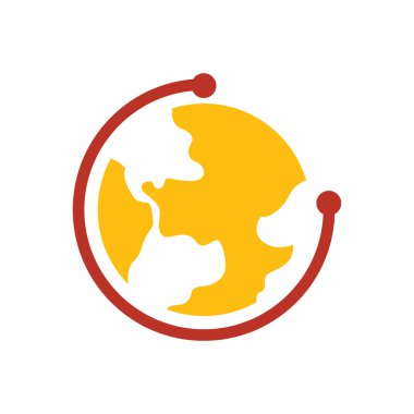 Earth simgesini tasarımı sarı ve kırmızı renk