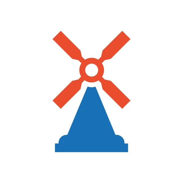 Іконка вітрової турбіни дизайн синій і помаранчевий — стоковий вектор