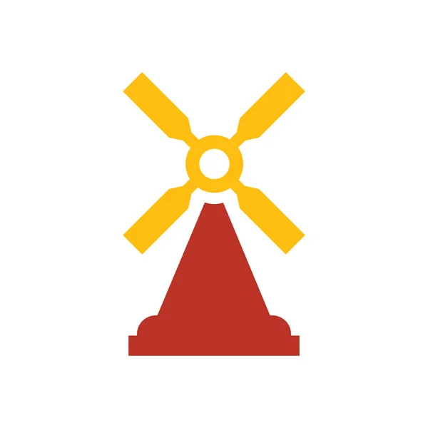 Дизайн піктограми вітрової турбіни жовтого і червоного кольорів — стоковий вектор