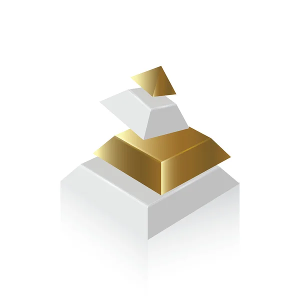 Pyramide abstrakt transformieren Gold-Stil — Stockvektor