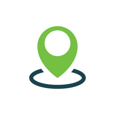 yeşil, mavi renk PIN düz simgesi ve Logo tasarımı