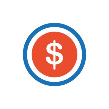 Tasarım para düz simgesi ve Logo mavi, turuncu
