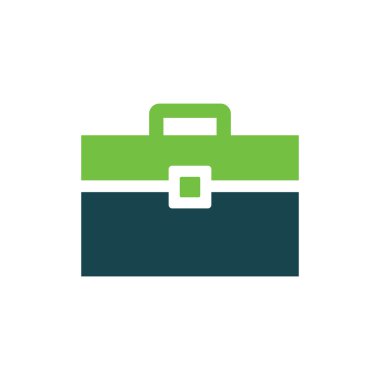 Çanta düz simgesi ve Logo yeşil, mavi renk