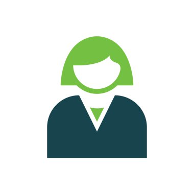 Avatar düz simgesi ve Logo kadın yeşil, mavi renk