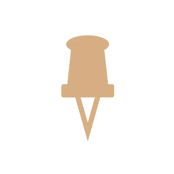PIN düz simgesi ve Logo vektör kahverengi renk — Stok Vektör