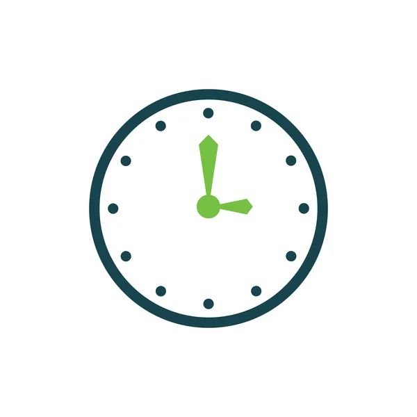 Orologio vettoriale icona piatta e logo verde, colore blu — Vettoriale Stock