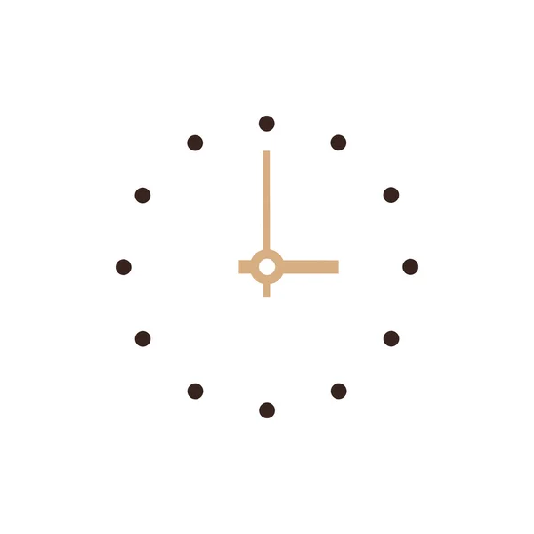 Reloj icono plano y logotipo de color marrón — Archivo Imágenes Vectoriales