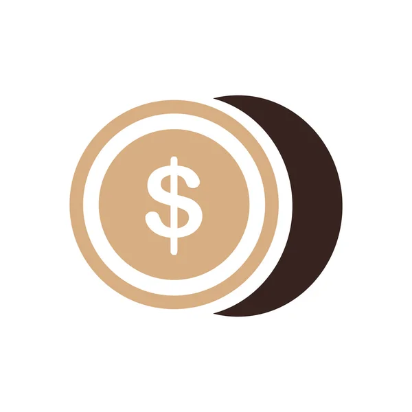 Coin Flat icon and Logo design brown color — Stock Vector