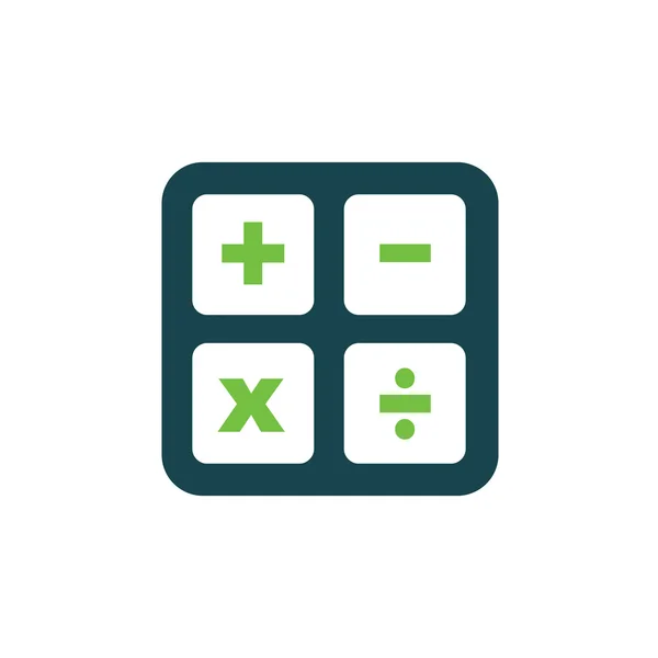 Kalkylator platt design logotyp och ikonen grön, blå färg — Stock vektor
